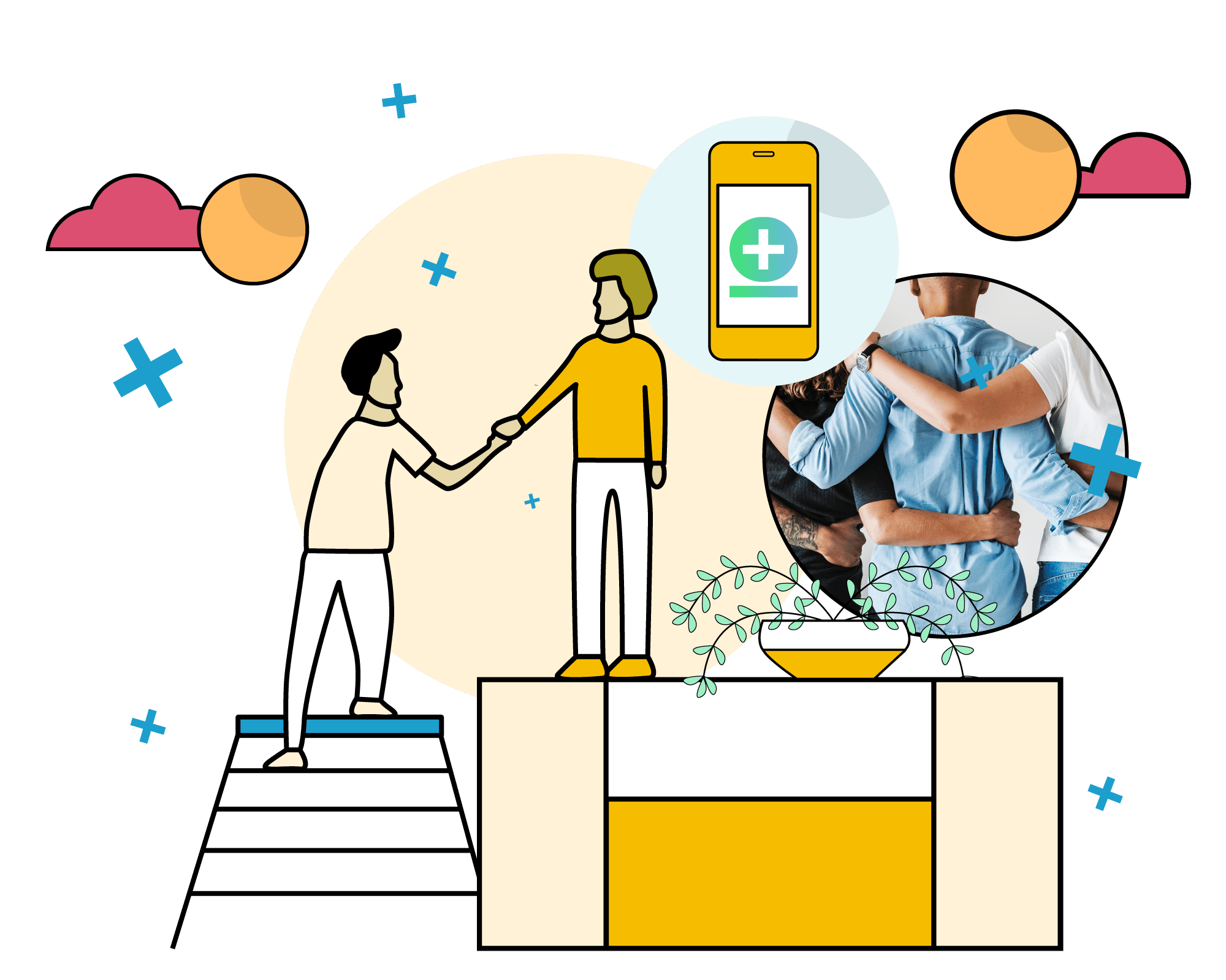 Portfolio+ Core Banking Retail Banking image with people hugging
